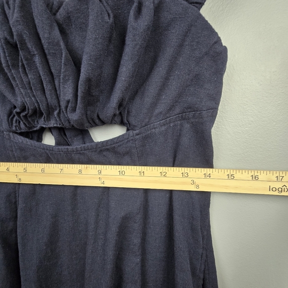 Free People Bom Bom Island Ruffle Mini Dress Cotton Linen Black Womens‎ Size SP - Picture 9 of 16